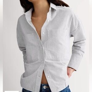 Everlane Boxy Oxford Black & White Sz S